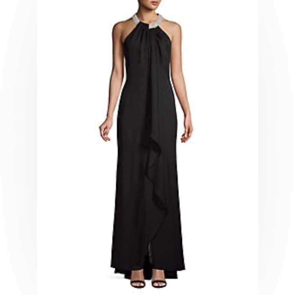 Calvin Klein Women's Pearl Halter Neck Gown - Size 12